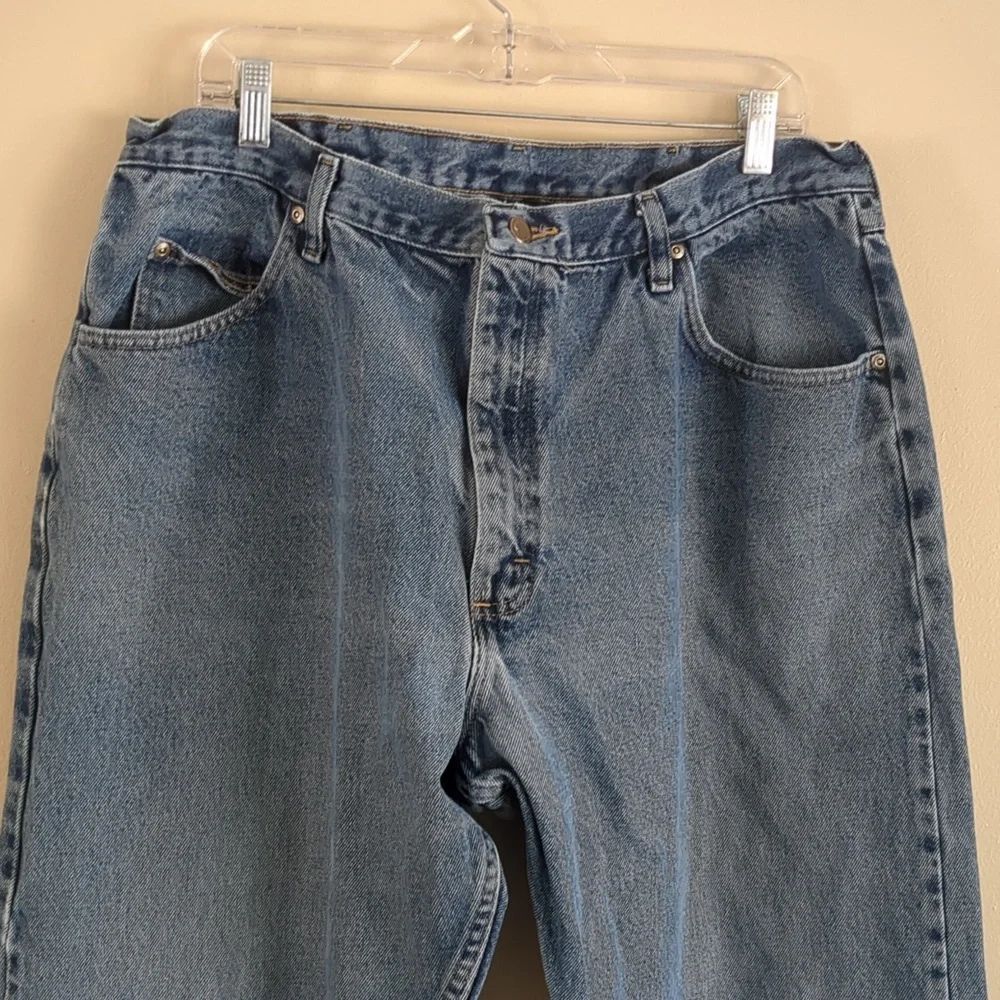 40x30 Wrangler Relaxed Fit Denim Blue Jeans Work Casual Quality 100% Cotton